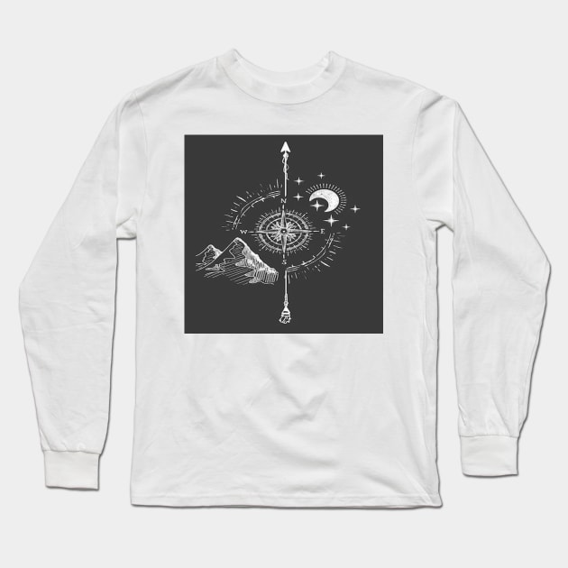 Map Compass Long Sleeve T-Shirt by ArtoTee